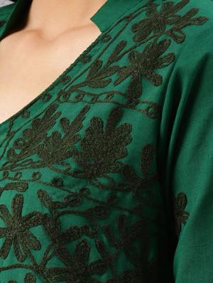 green cotton straight kurta - 17559060 - Standard Image - 4