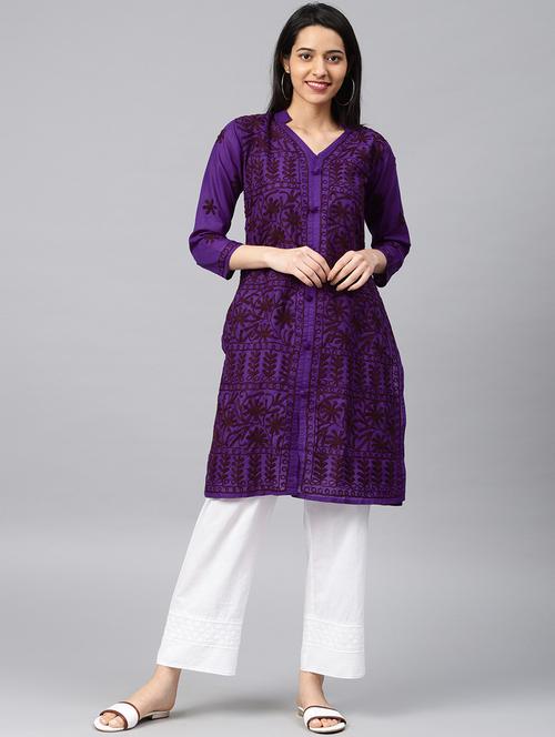chikankari straight kurta - 17559062 - Standard Image - 1