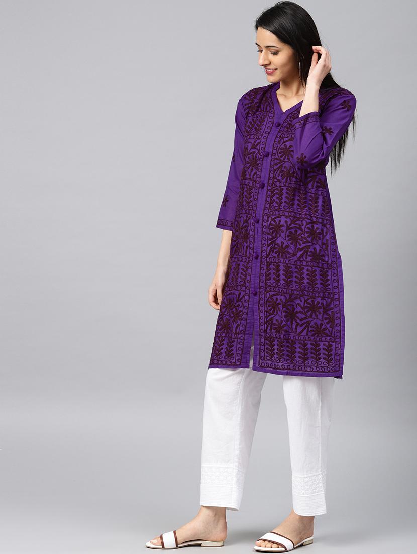 chikankari straight kurta - 17559062 - Zoom Image - 2