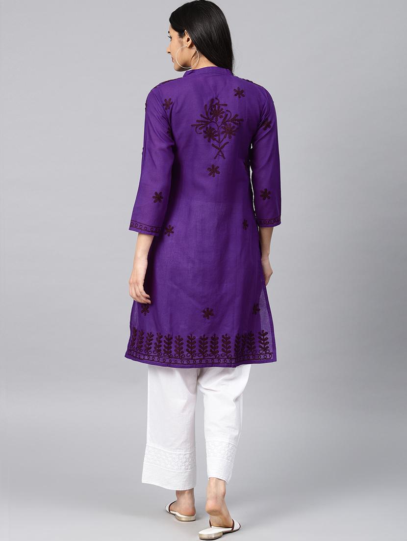 chikankari straight kurta - 17559062 - Zoom Image - 3
