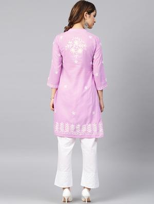 chikankari straight kurta - 17559064 - Standard Image - 2