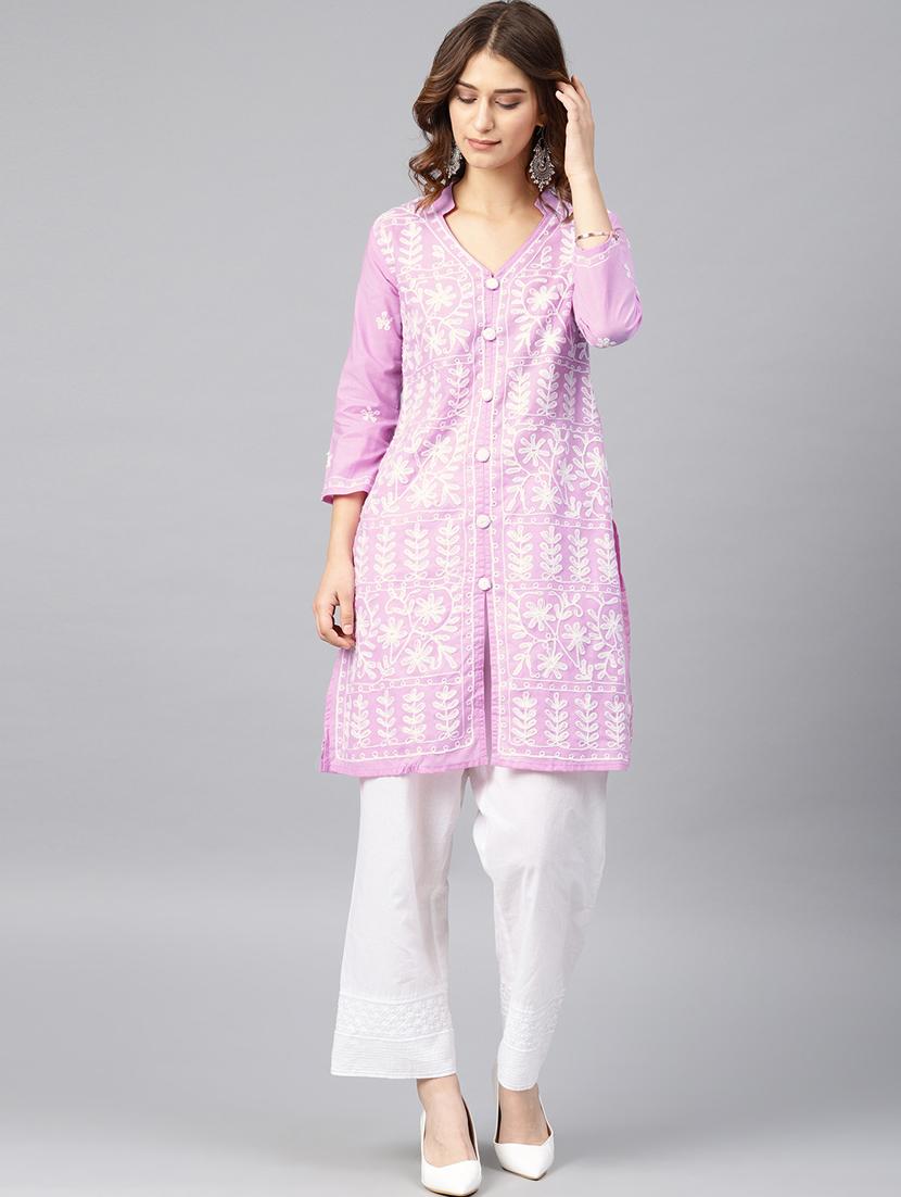 chikankari straight kurta - 17559064 - Zoom Image - 1