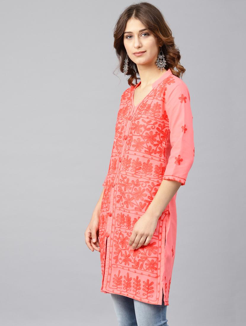 chikankari straight kurta - 17559066 - Zoom Image - 2