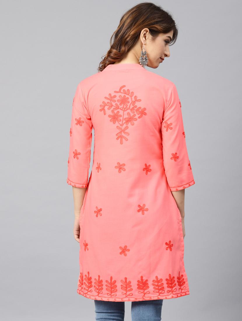 chikankari straight kurta - 17559066 - Zoom Image - 3