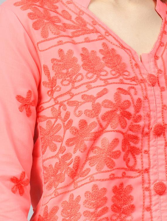 chikankari straight kurta - 17559066 - Zoom Image - 5