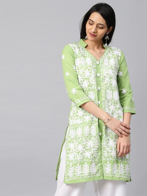 chikankari straight kurta - 17559067 - Standard Image - 1
