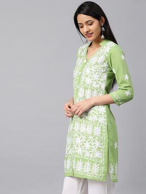 chikankari straight kurta - 17559067 - Standard Image - 2