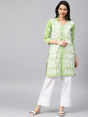 chikankari straight kurta - 17559067 - Standard Image - 4