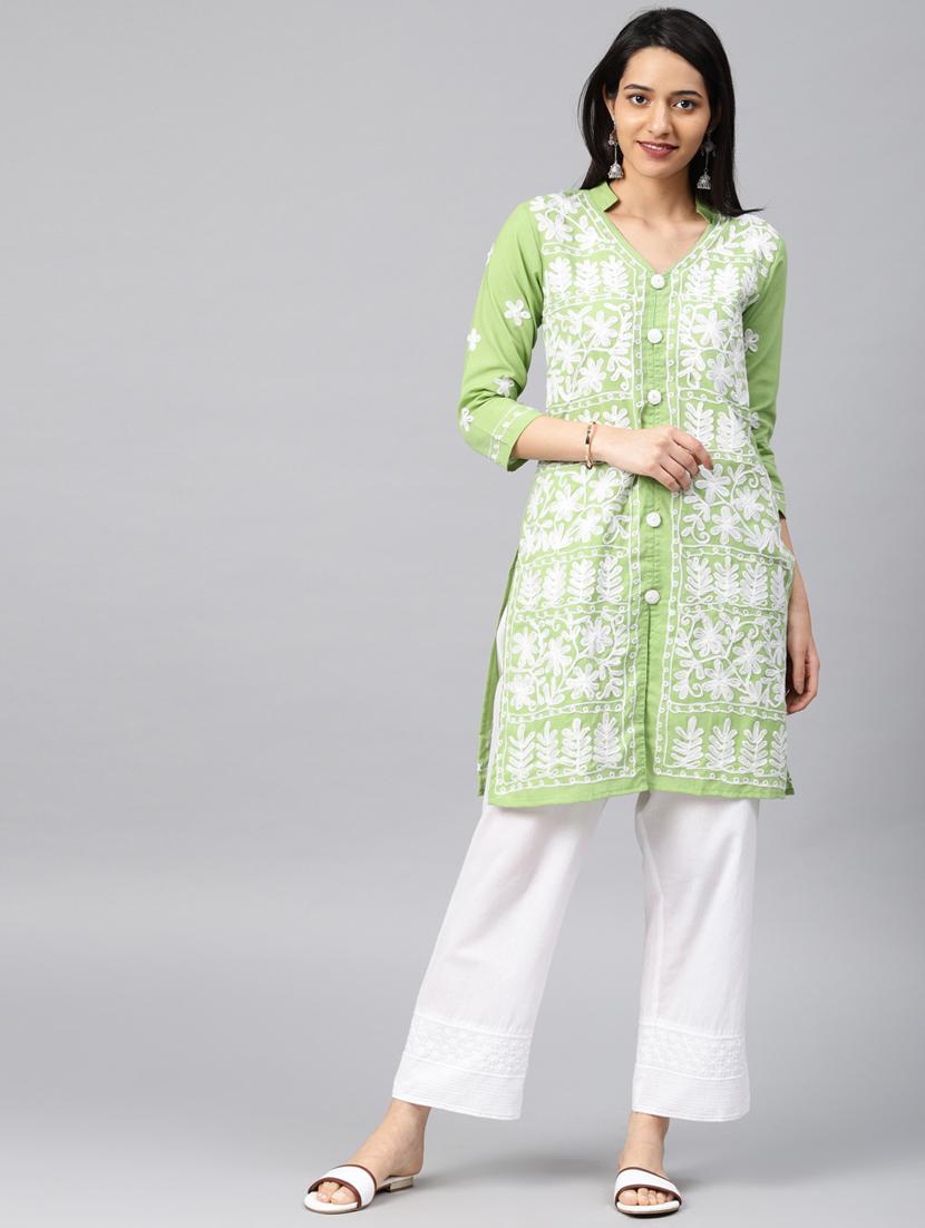 chikankari straight kurta - 17559067 - Zoom Image - 4