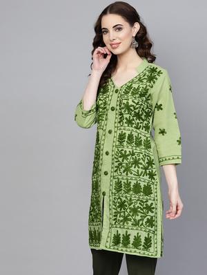 chikankari straight kurta - 17559068 - Standard Image - 2
