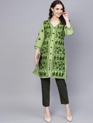 chikankari straight kurta - 17559068 - Standard Image - 4