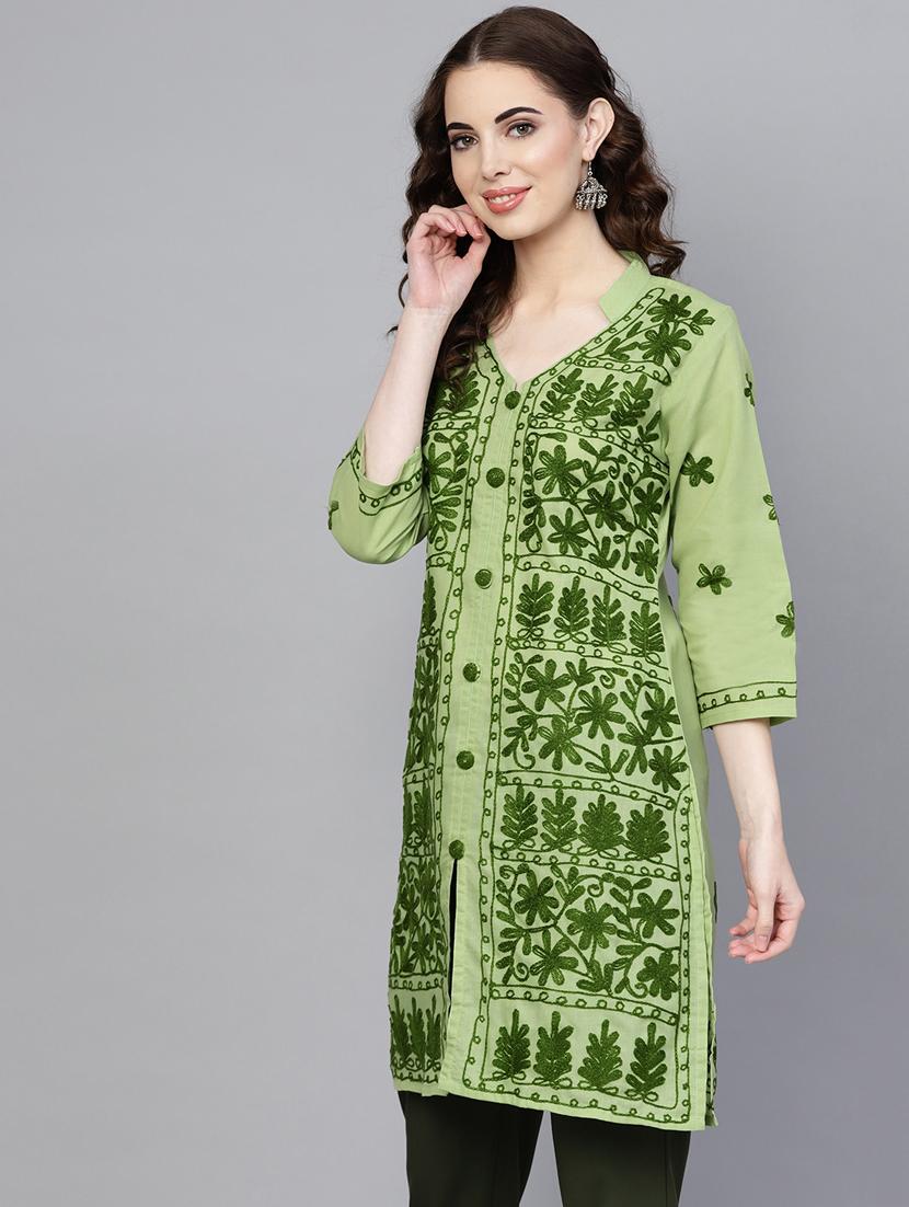 chikankari straight kurta - 17559068 - Zoom Image - 2