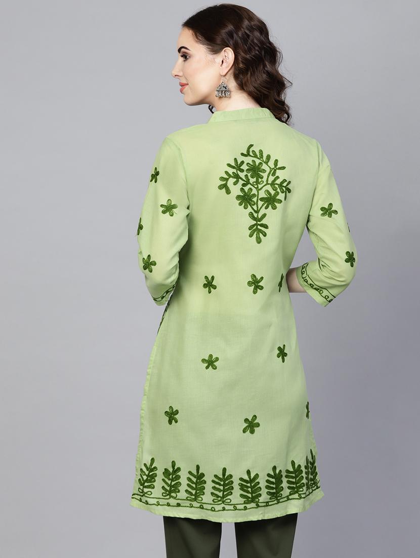 chikankari straight kurta - 17559068 - Zoom Image - 3