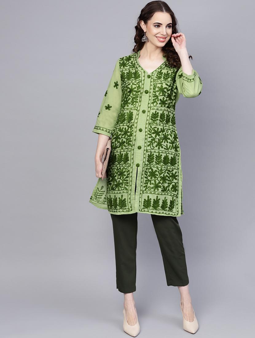 chikankari straight kurta - 17559068 - Zoom Image - 4