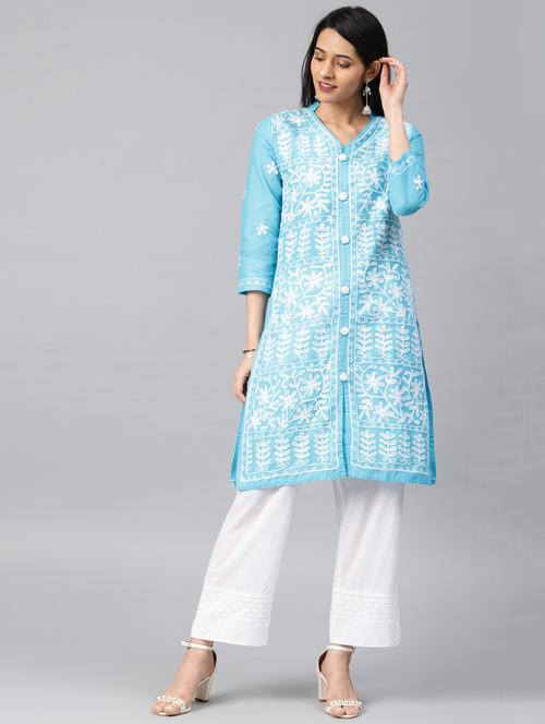 chikankari straight kurta - 17559070 - Standard Image - 1