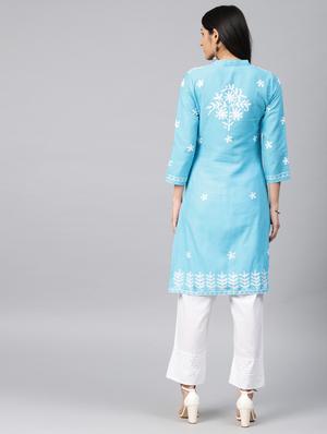chikankari straight kurta - 17559070 - Standard Image - 3