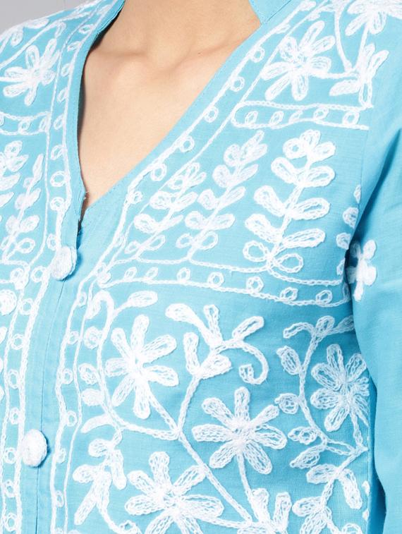 chikankari straight kurta - 17559070 - Zoom Image - 4