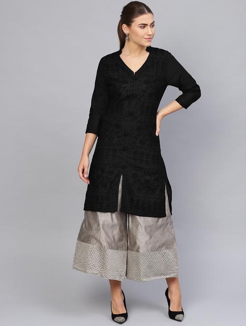 chikankari straight kurta - 17559073 - Standard Image - 1