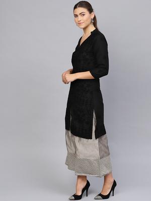 chikankari straight kurta - 17559073 - Standard Image - 2
