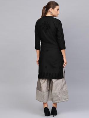 chikankari straight kurta - 17559073 - Standard Image - 3