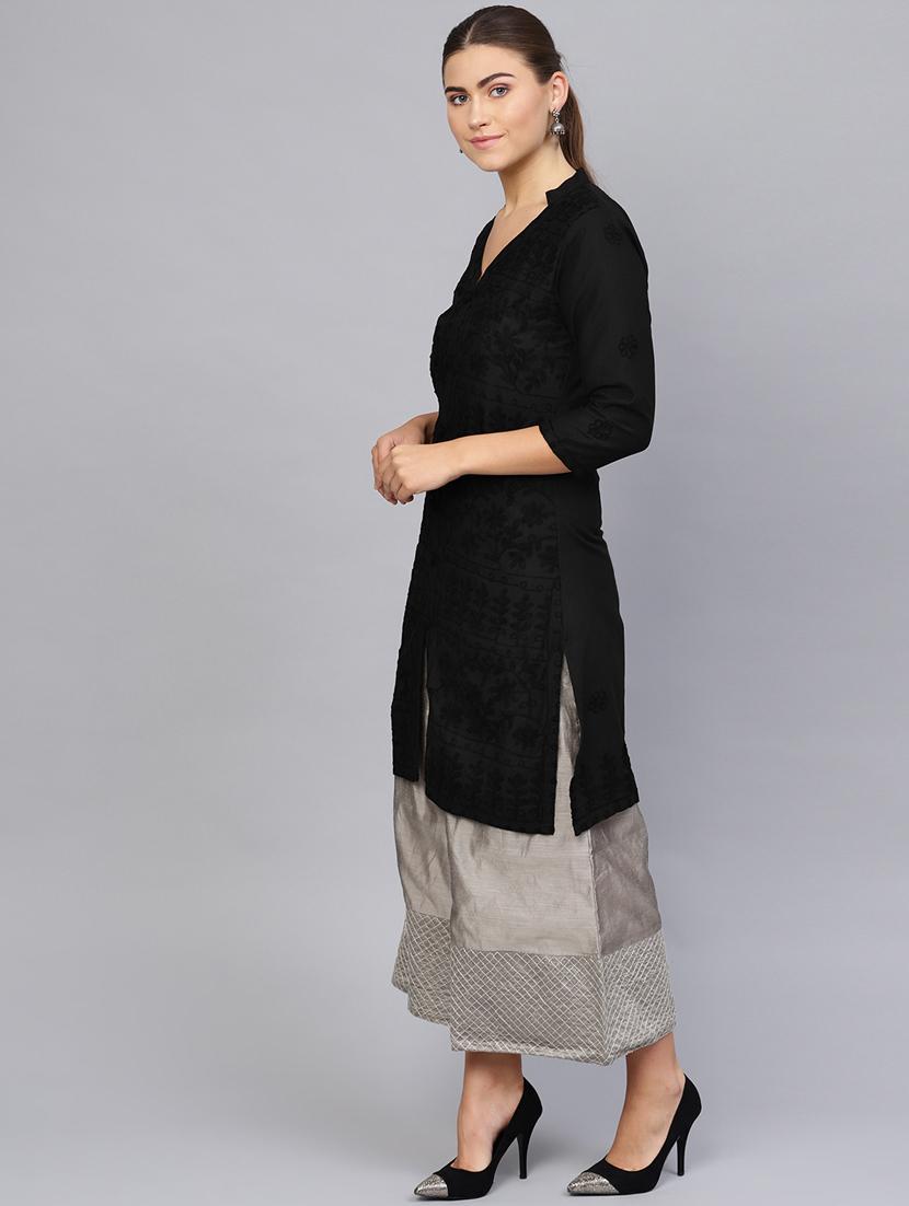 chikankari straight kurta - 17559073 - Zoom Image - 2