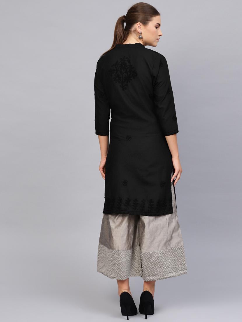 chikankari straight kurta - 17559073 - Zoom Image - 3