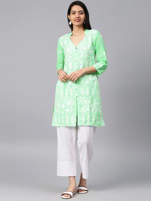 chikankari straight kurta - 17559078 - Standard Image - 4
