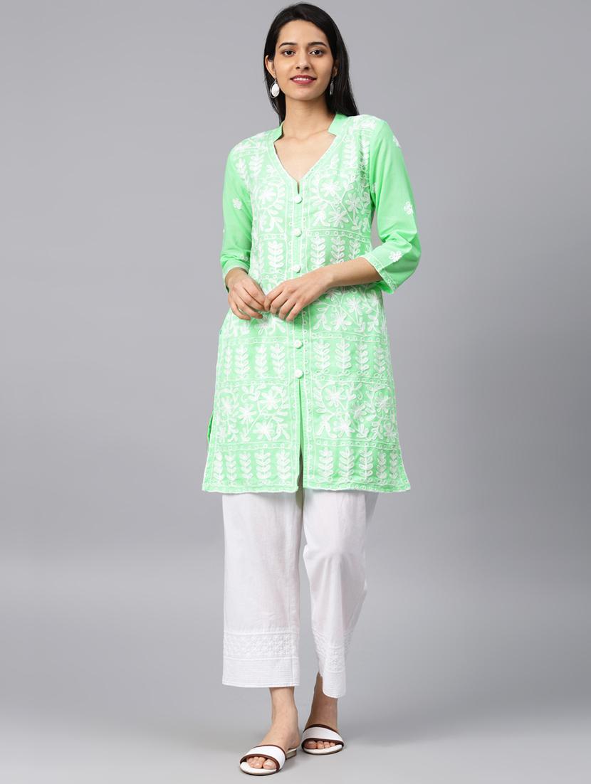 chikankari straight kurta - 17559078 - Zoom Image - 4