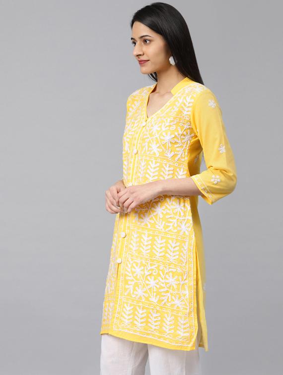 chikankari straight kurta - 17559080 - Zoom Image - 2