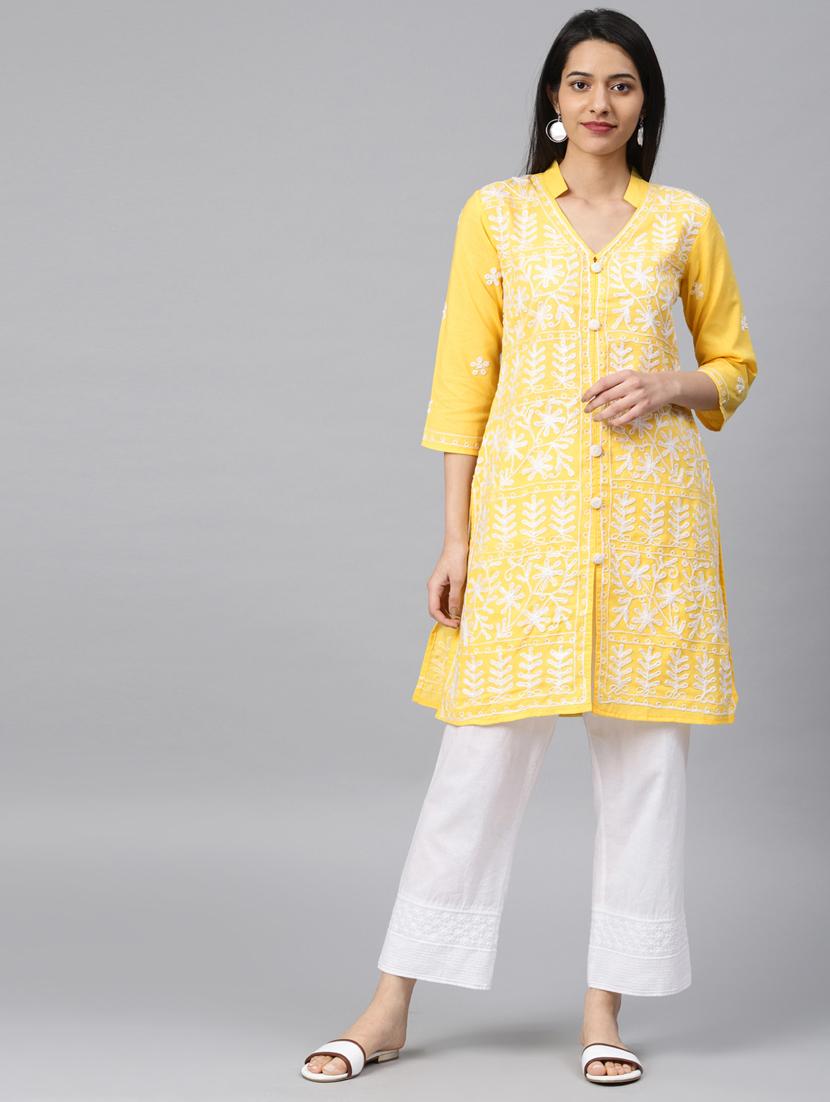 chikankari straight kurta - 17559080 - Zoom Image - 4