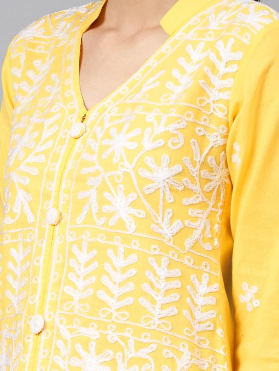 chikankari straight kurta - 17559080 - Zoom Image - 5