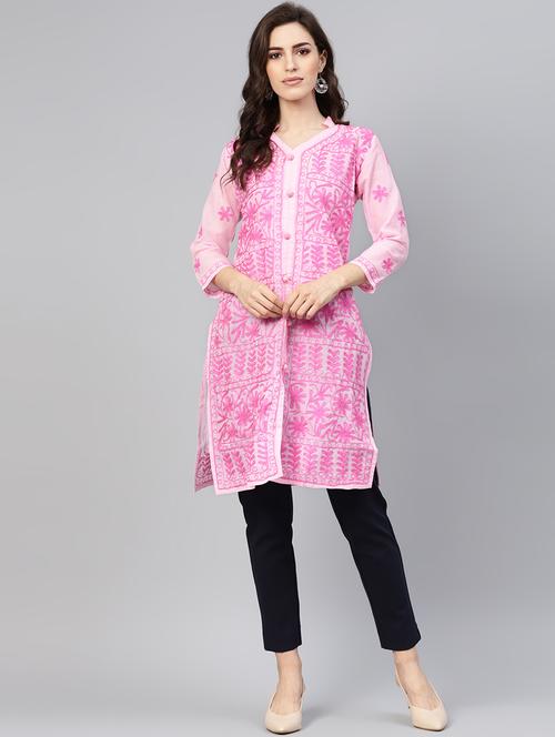 chikankari straight kurta - 17559081 - Standard Image - 1