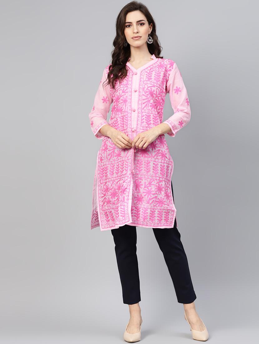 chikankari straight kurta - 17559081 - Zoom Image - 1