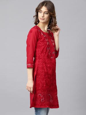 chikankari straight kurta - 17559089 - Standard Image - 2