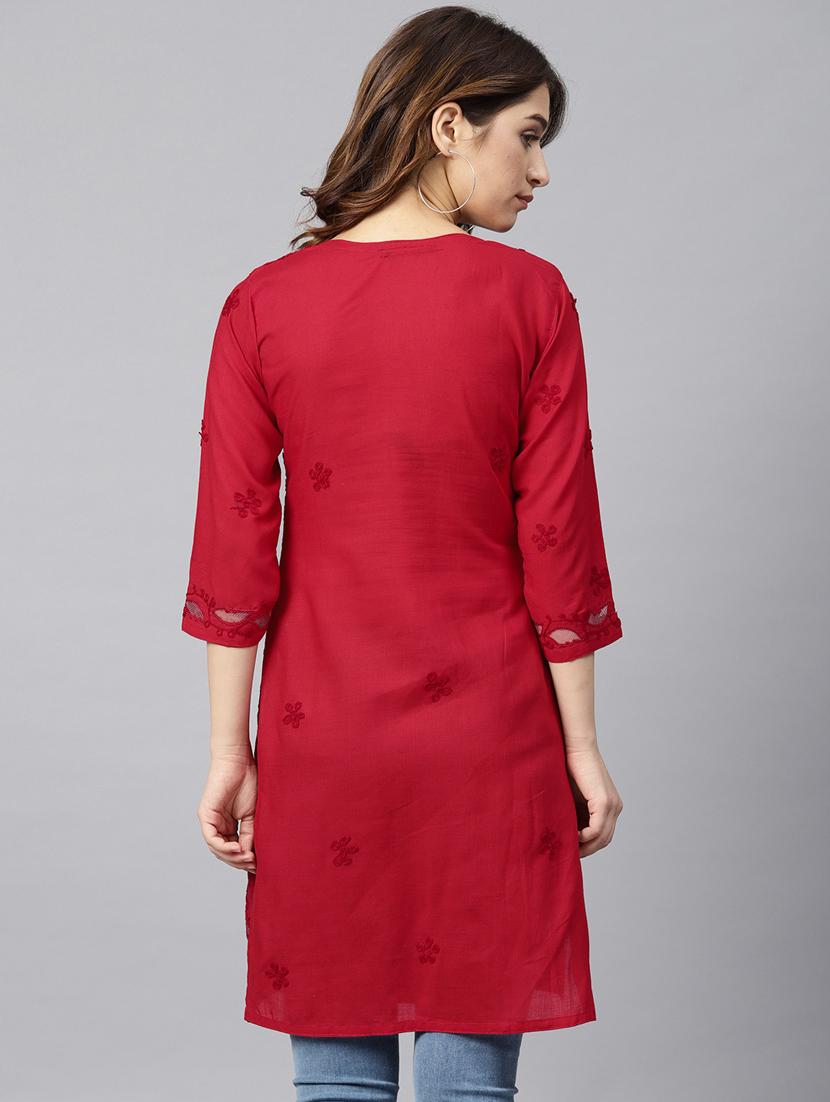 chikankari straight kurta - 17559089 - Zoom Image - 3
