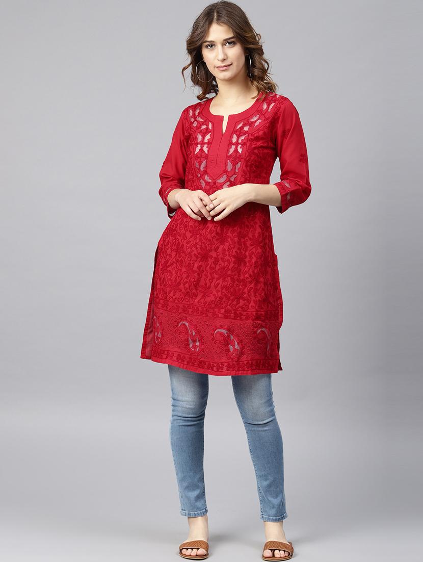 chikankari straight kurta - 17559089 - Zoom Image - 4