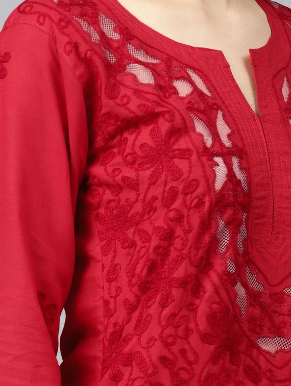 chikankari straight kurta - 17559089 - Zoom Image - 5