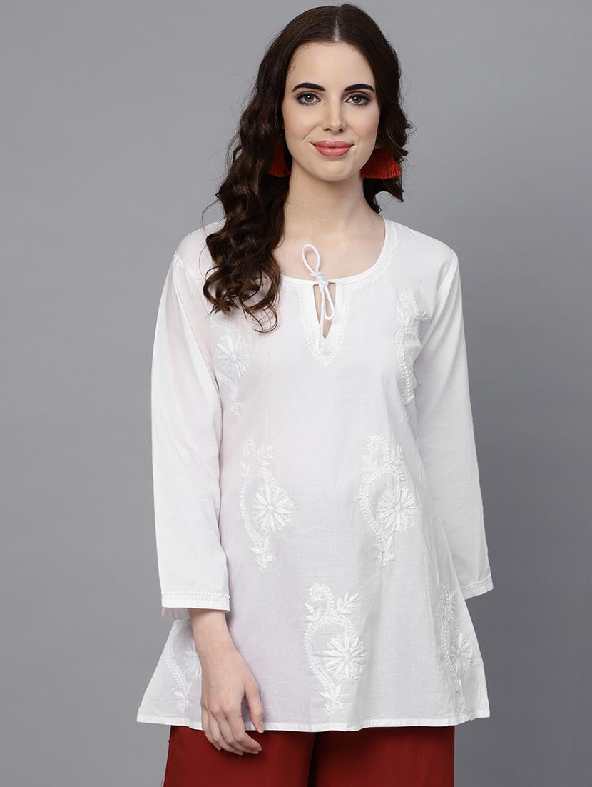 chikankari straight kurta - 17559095 - Zoom Image - 1