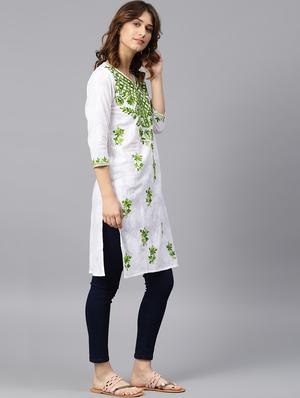 chikankari straight kurta - 17559097 - Standard Image - 2