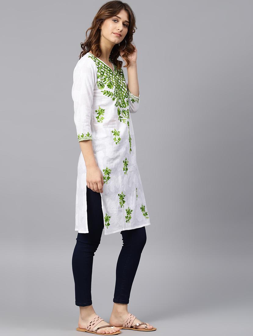 chikankari straight kurta - 17559097 - Zoom Image - 2