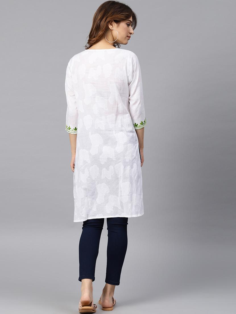 chikankari straight kurta - 17559097 - Zoom Image - 3