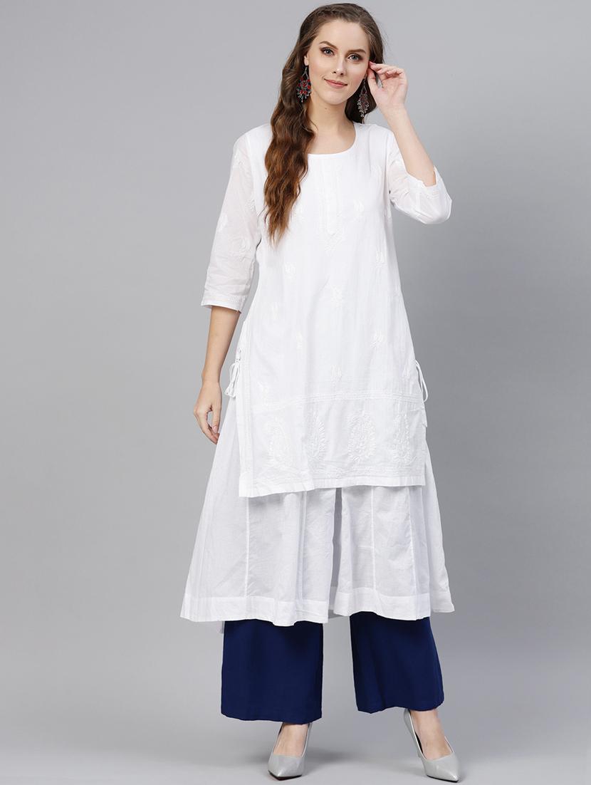 chikankari straight kurta - 17559098 - Zoom Image - 1