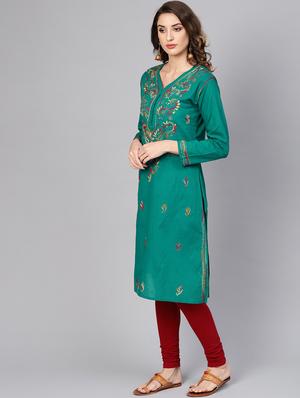 chikankari straight kurta - 17559099 - Standard Image - 2