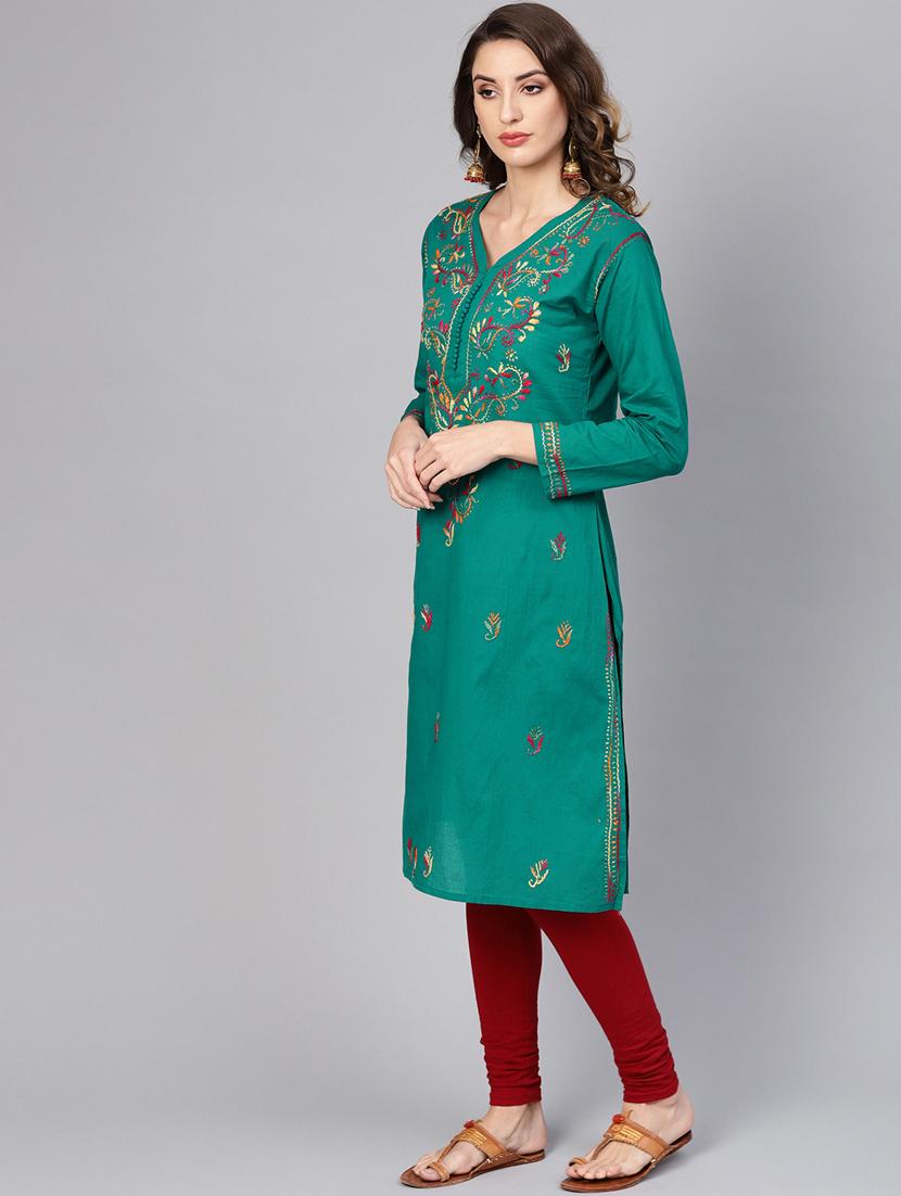 chikankari straight kurta - 17559099 - Zoom Image - 2