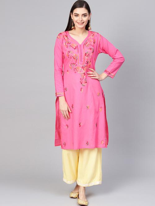 chikankari straight kurta - 17559100 - Standard Image - 1
