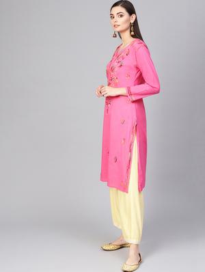 chikankari straight kurta - 17559100 - Standard Image - 2