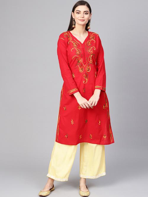 chikankari straight kurta - 17559101 - Standard Image - 1