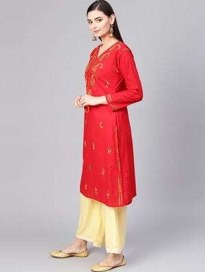 chikankari straight kurta - 17559101 - Standard Image - 2