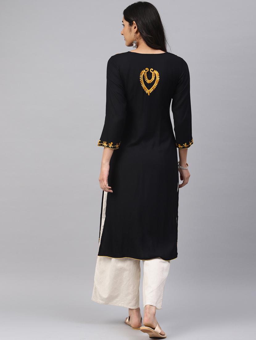 chikankari straight kurta - 17559105 - Zoom Image - 3