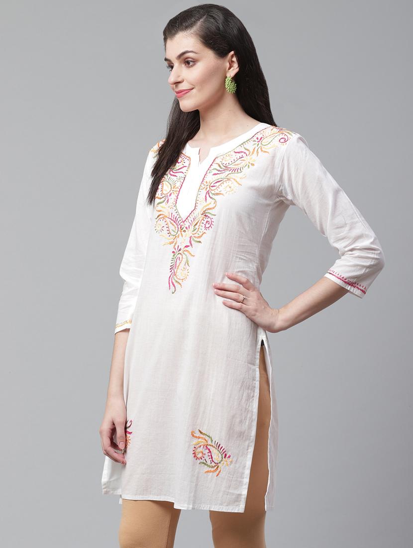 chikankari straight kurta - 17559113 - Zoom Image - 2